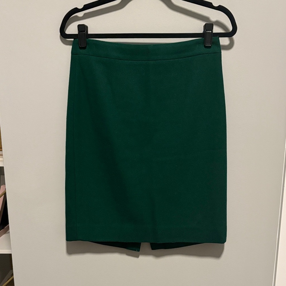 J. Crew The Pencil Skirt Emerald Green Wool Blend